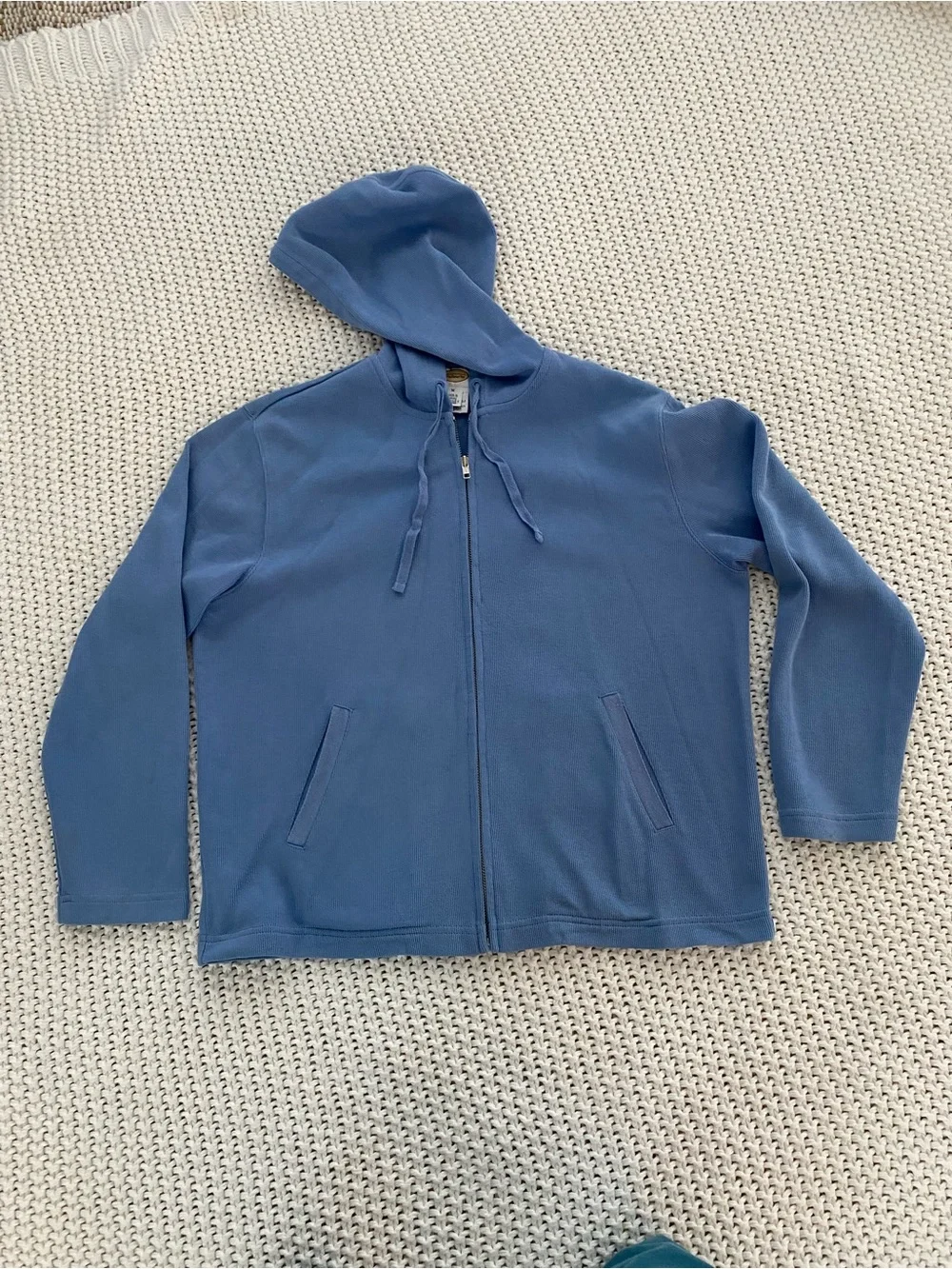 Talbots Periwinkle Blue Cotton Zip Hoodie with Hood